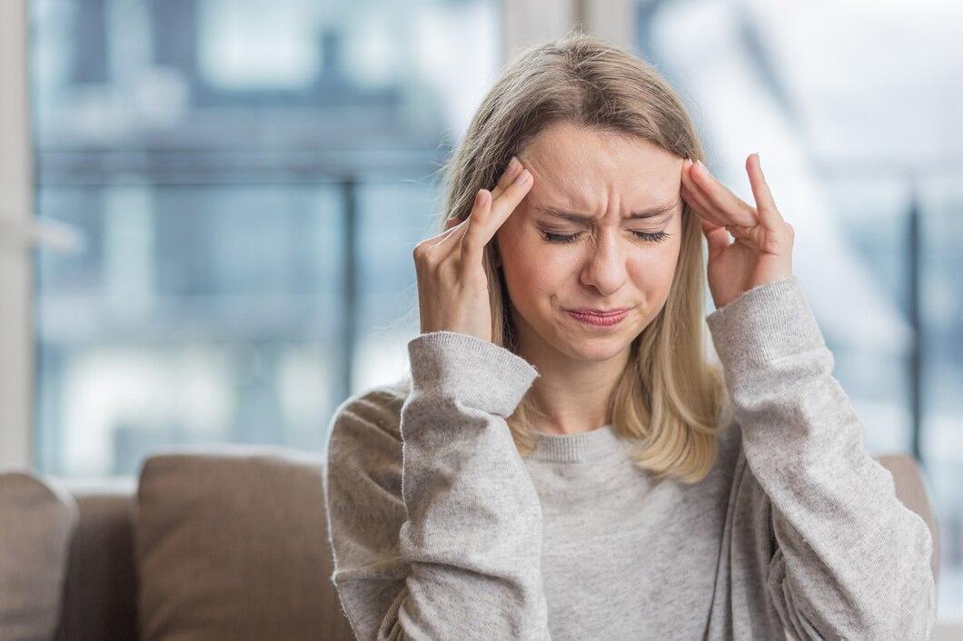 Женщина страдает от головной боли из-за воздействия магнитных бурь